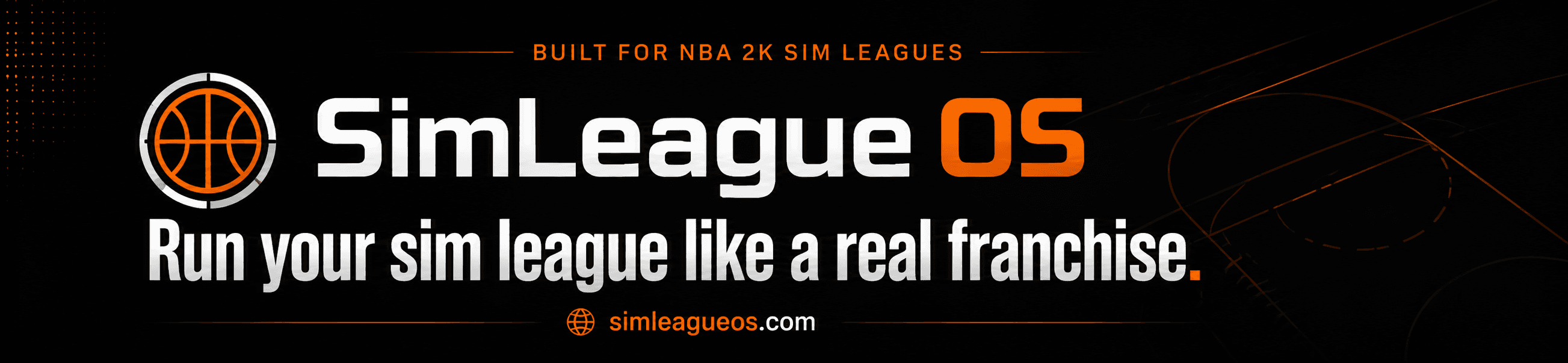 SimLeagueOS brand banner for NBA 2K sim league management